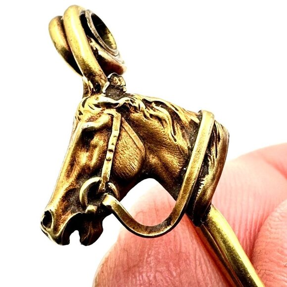 Antique Vintage Hunting Brooch Pin 10K Yellow Gold Equestrian 2.6 Grams - Picture 1 of 12